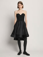 Front image of model wearing Silk Nylon Taffeta Bustier Dress in black