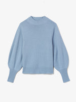 Flat image of Eco Cashmere Balloon Sleeve Sweater in light blue