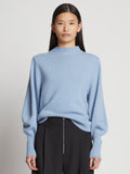 Cropped front image of Eco Cashmere Balloon Sleeve Sweater in light blue