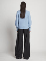 Back image of Eco Cashmere Balloon Sleeve Sweater in light blue