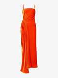 Still Life image of Silk Viscose Velvet Gathered Dress in ORANGE