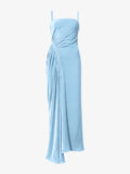 Flat image of Silk Viscose Velvet Gathered Dress in light blue