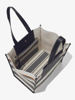 Aerial image of XL Morris Canvas Tote in ECRU/BLACK