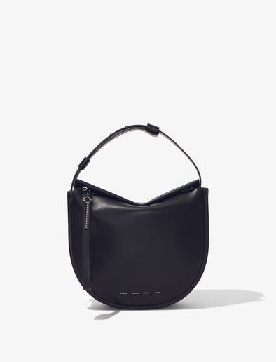 Front image of Medium Baxter Leather Bag in BLACK