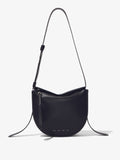 Front image of Medium Baxter Leather Bag in BLACK with straps splayed