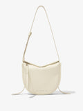 Front image of Medium Baxter Leather Bag in IVORY with straps splayed