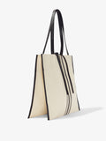 Side image of Twin Stripe Canvas Tote in NATURAL/BLACK