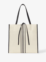 Front image of Twin Stripe Canvas Tote in NATURAL/BLACK