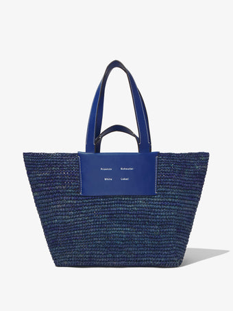 Front image of Large Morris Raffia Tote in COBALT