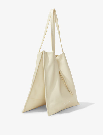 Side image of Twin Nappa Tote in IVORY