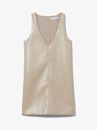Flat image of Vinyl V-Neck Shift Dress in fawn