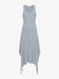 Stripe Rib Sleeveless Dress in sky blue/black