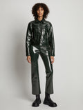 Front image of model wearing Vinyl Cropped Jacket in pine