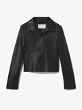 Flat image of Cropped Leather Blazer in black