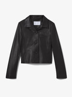 Flat image of Cropped Leather Blazer in black