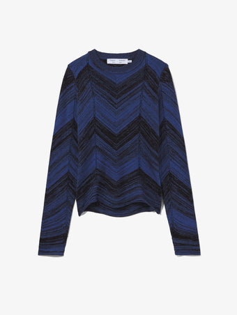 Flat image of Marled Stripe Knit Sweater in cerulean/black