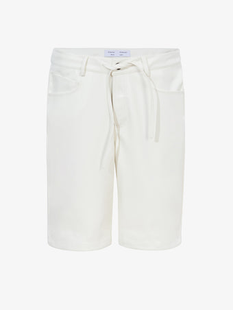 Flat image of Faux Leather Shorts in off white