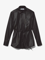 Flat image of Faux Leather Shirt Jacket in black