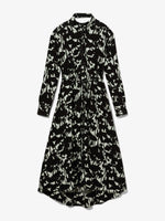 Flat image of Printed Long Sleeve Shirt Dress in mint/black