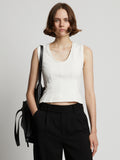 Cropped front image of model wearing  Sweatshirt Tank Top in off white