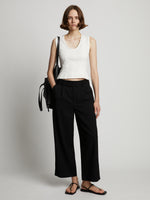 Front image of model wearing Sweatshirt Tank Top in off white