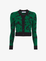 Flat image of Knit Floral Cardigan in green/black