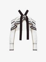 Flat image of Textured Viscose Crepe Top in white multi