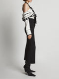 Side image of model wearing Textured Viscose Crepe Top in white multi