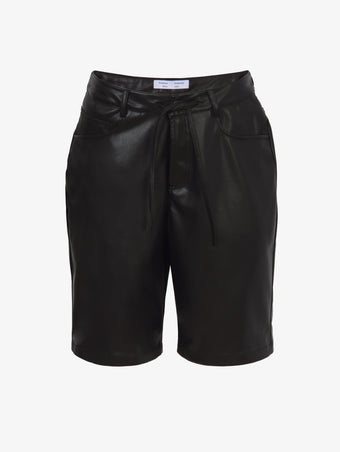 Flat image of Faux Leather Shorts in black