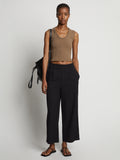 Front image of model in Drapey Suiting Wide Leg Pants in black