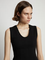 Detail image of model wearing Sweatshirt Tank Top in black