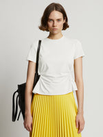 Cropped front image of model wearing Side Slit T-Shirt in off white