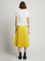 Back image of model wearing Side Slit T-Shirt in off white