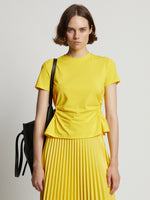 Cropped front image of model wearing Side Slit T-Shirt in sun
