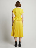 Back image of model wearing Side Slit T-Shirt in sun