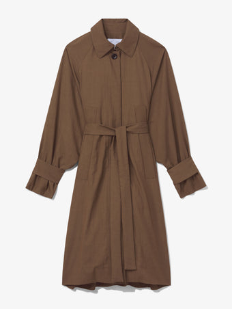 Flat image of Drapey Suiting Trench Coat in coffee