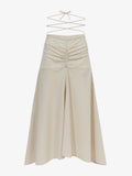 Flat image of Gingham Tie Front Midi Skirt in buttercream/fawn