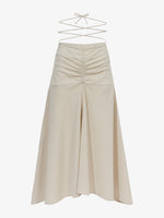 Flat image of Gingham Tie Front Midi Skirt in buttercream/fawn