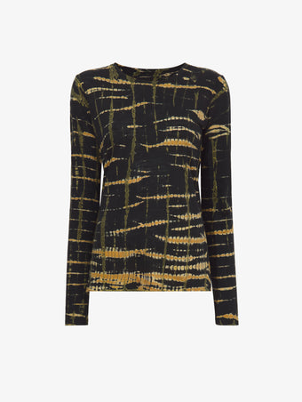 Flat image of Tie Dye Long Sleeve T-Shirt in black multi