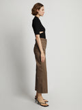 Side image of model wearing Cotton Twill Culottes in coffee