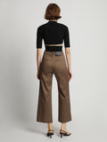 Back image of model wearing Cotton Twill Culottes in coffee