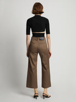 Back image of model wearing Cotton Twill Culottes in coffee