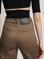 Detail image of model wearing Cotton Twill Culottes in coffee