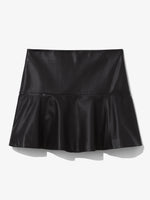 Flat image of Leather Ruffle Mini Skirt in black