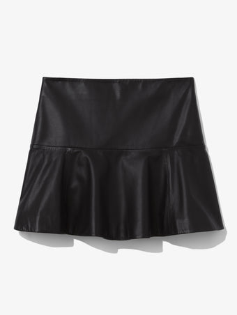 Flat image of Leather Ruffle Mini Skirt in black