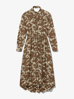 Flat image of Printed Long Sleeve Shirt Dress in buttercream/coffee