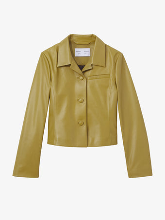 Flat image of Cropped Leather Blazer in sulphur