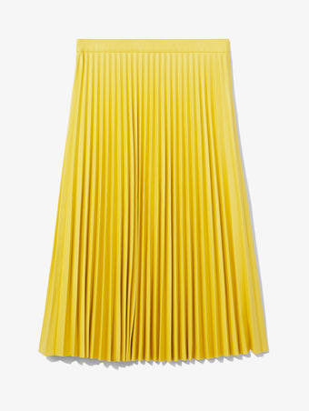 Flat image of Faux Leather Pleated Midi Skirt in sun