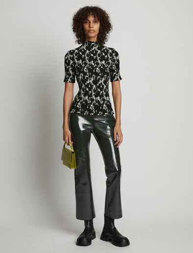 Front image of model wearing Vinyl Cropped Pant in pine