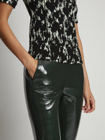 Detail image of model wearing Vinyl Cropped Pant in pine